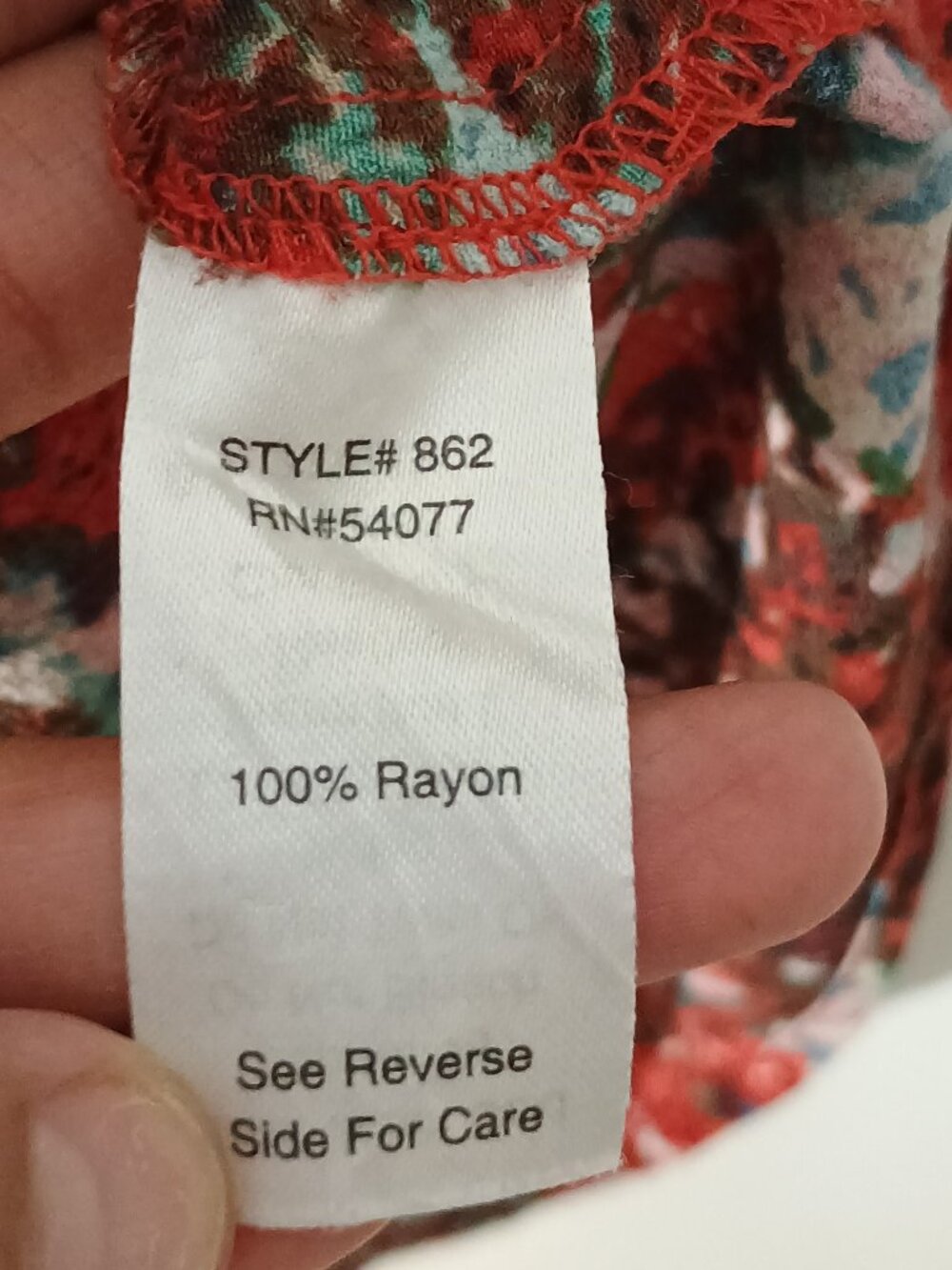 CAbi Medium Abstract Floral Print Faux Wrap Dress Red Blue Rayon Boho Fit & Flar - Picture 7 of 7
